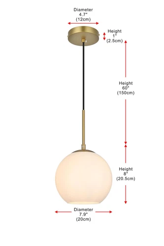 Living District Baxter 8" Pendant Frosted White Shade In Satin Gold - Picture 9 of 10