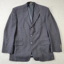 Stafford Blazer Mens 46R 100 Lambswool Gray Plaid Suit Jacket Sport Coat