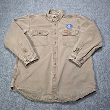 Carhartt Mens Khaki Long Sleeve Button Down Work Shirt 509 MRH Size Medium