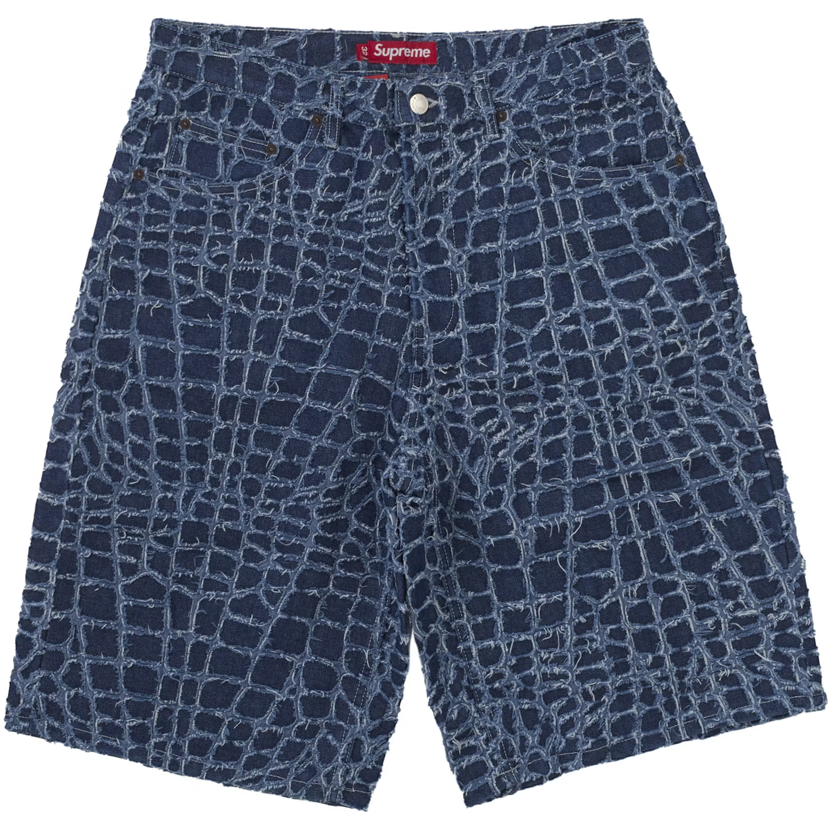 Supreme Frayed Croc Baggy Indigo Denim Shorts | eBay