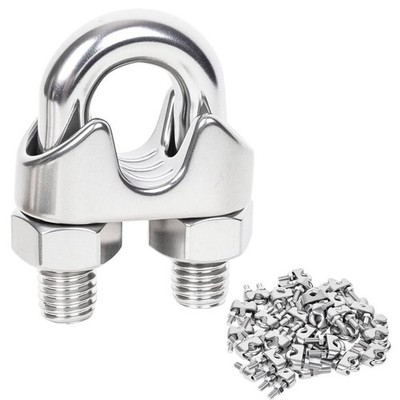 Lyrlidr 48 Pcs 1/8 inch Stainless Steel Wire Rope Cable Clamp Clips,Wire... 