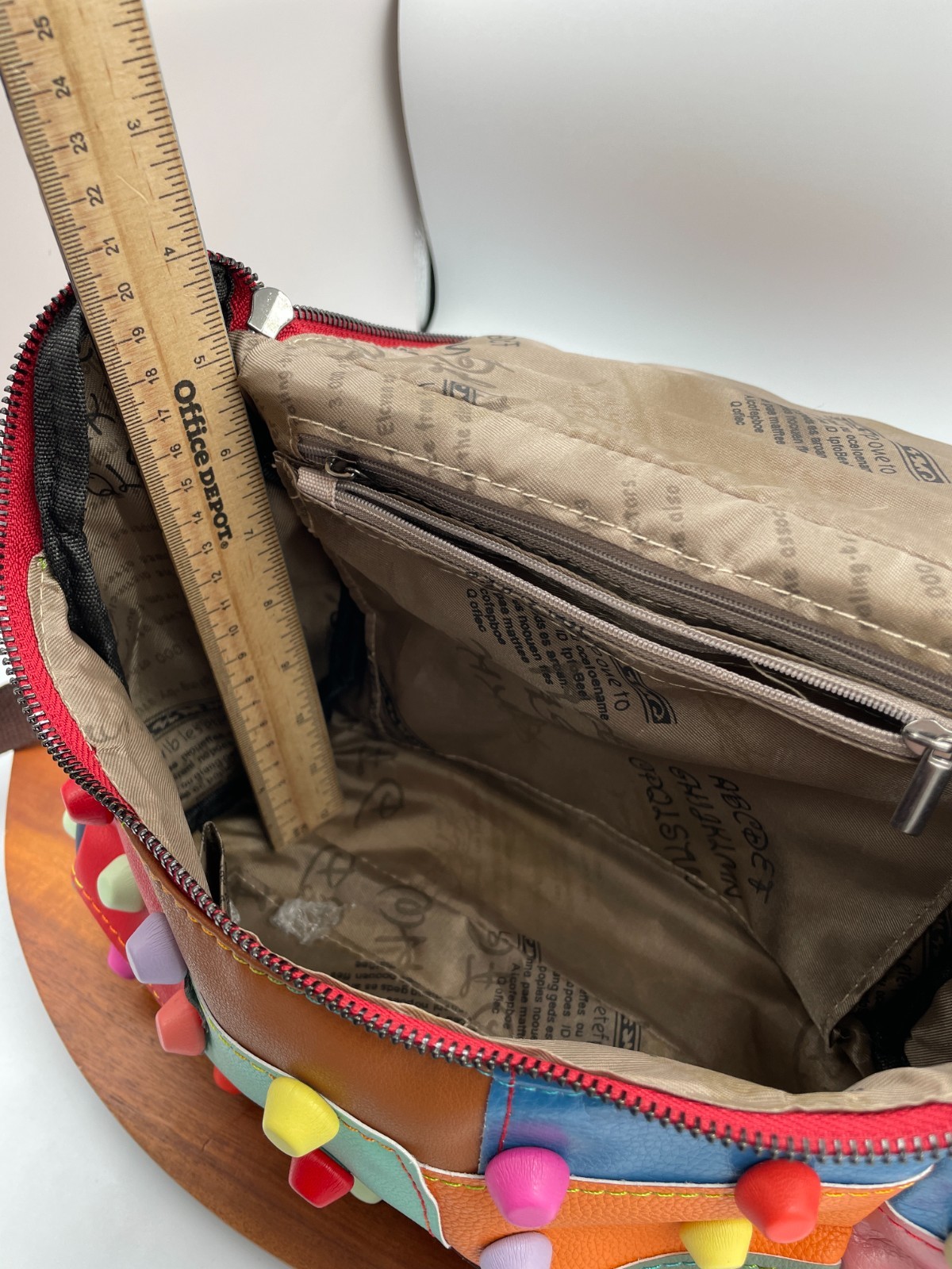 Multi-dot patchwork messenger bag - image 5