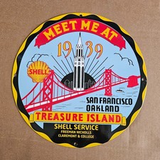 Vintage 1939 Shell Meet Me At Old Us Gasoline Oil Gas Pump Enamel Porcelain Sign Vintage 1939 Shell Meet Me At Old Us Gasoline Oil Gas Pump Enamel Porcelain Sign
