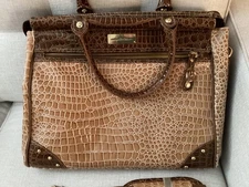 Samantha Brown/Beige Croc Embossed Weekender Carryon w/shoulder strap NWOT