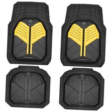 Heavy Duty Rubber Car Mats, Deep Dish Car Floor Mats All Black and Yelllow