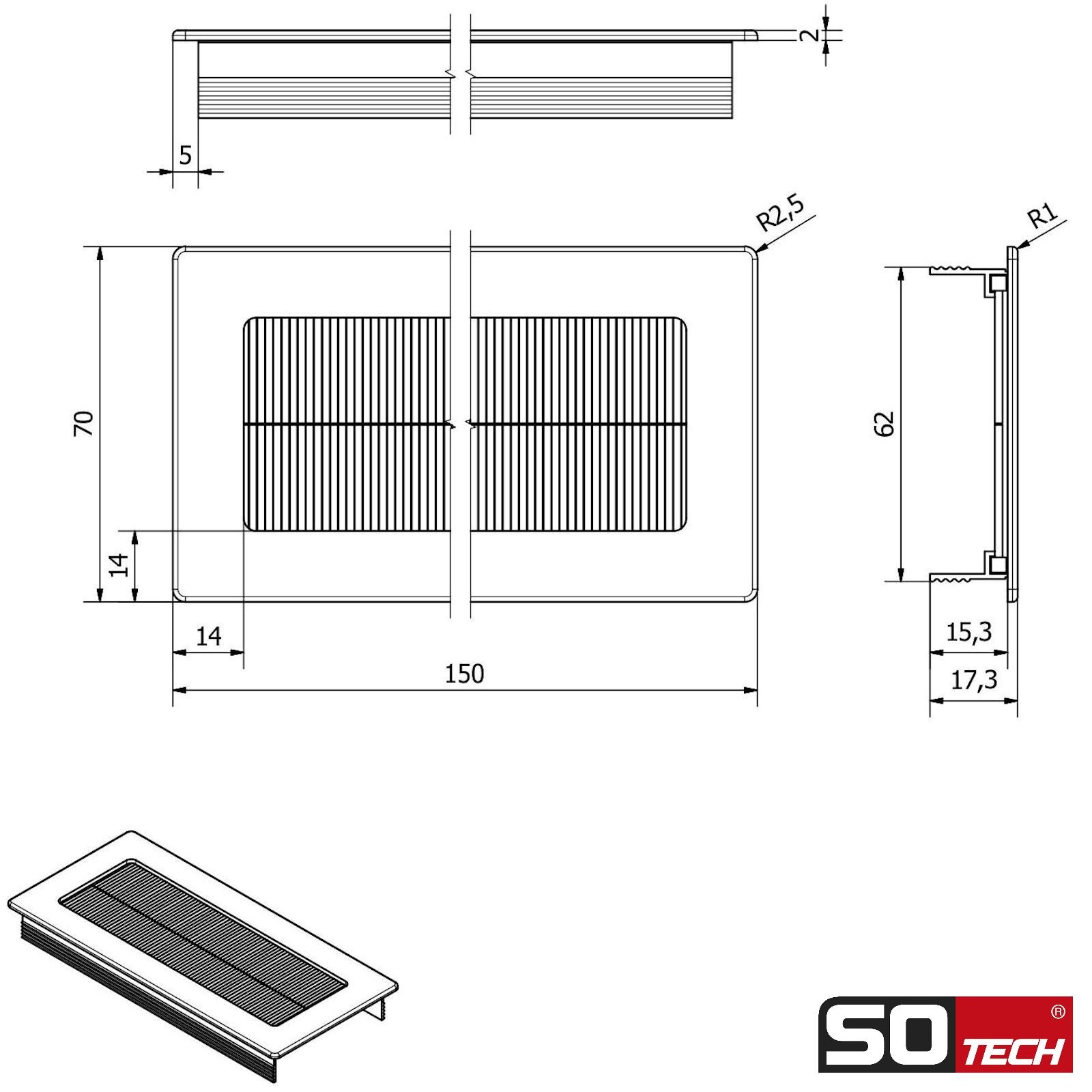 SOTECH Passacavo TONDO Lunghezza 100mm 150mm 200mm Passacavo Scatola Portacavi foto 5