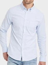 Oxford Med or Lrg BLUE Button L/S Dress Shirt Slim Fit 2 but cuff Stretch Goodfe