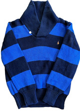 Polo Ralph Lauren Boys 6 Blue Stripe 100 Cotton Shawl Collar Pullover Sweater