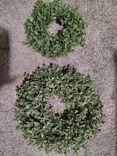 BOXWOOD WREATH Artificial Green Leaves for Front Door Wall Window Decor