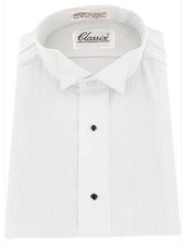 Classic Men's Tuxedo Shirt Cotton Wing Collar 1/8 Inch Pleat, 3XL 19-191 2 32 33