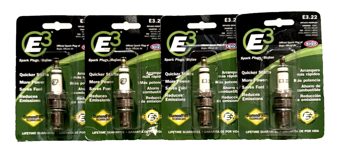 E3 E3.22 Ignition Spark Plug Small Engine, Qty-4, Energy Efficient Free Ship