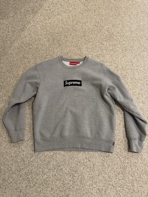 SUPREME BOX LOGO SMALL CREWNECK FW22 HEATHER GREY CREWNECK