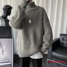 Autumn Winter Mens Turtleneck Men's Long Sleeve High Neck Knitting Sweater