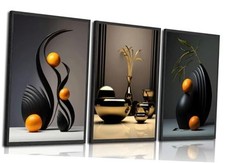 3Pcs Black Abstract Wall Art Modern Still Lifes Ceramic Wall 16x24in Poster