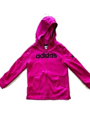 Adidas Girls Pink Full-Zip Fleece Hoodie Size 6