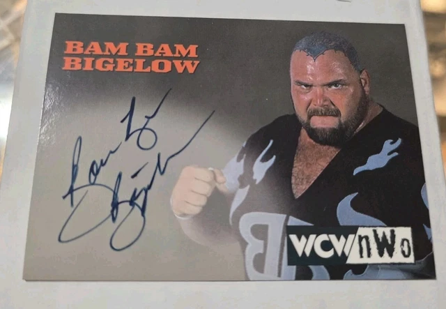 1999 TOPPS WCW NWO BAM BAM BIGELOW AUTHENTIC AUTOGRAPH RARE VERY CLEAN CARD