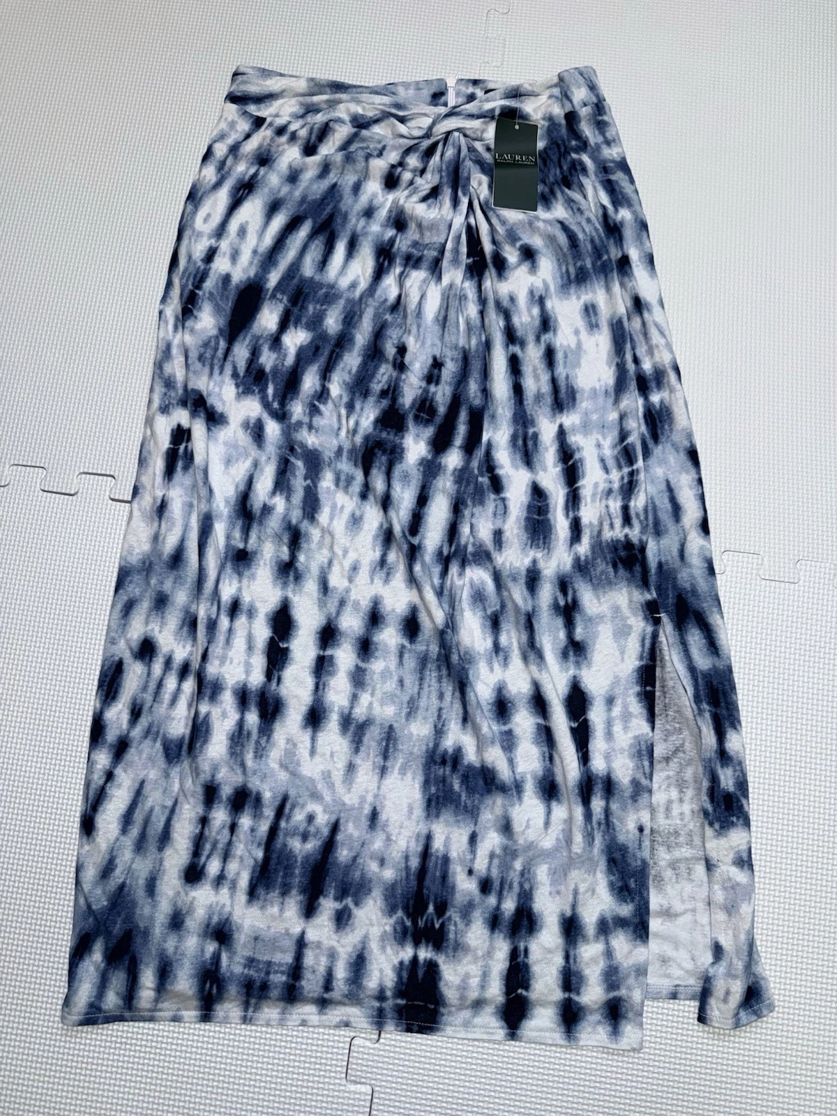 Lauren Ralph Lauren Woman’s Blue/white Tie Dye Long Skirt Size Medium Free Ship