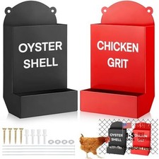 2PCS Heavy Duty Chicken Grit Oyster Shell Feeder - No Waste  No Mess, 6'' x