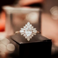 Diamond Wedding Ring Lab Grown Pear 1.70 Carat IGI 14k Yellow Gold E F VVS2