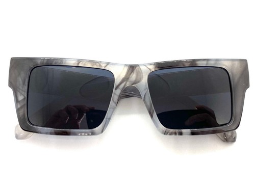 Classic Vintage Retro Style SUN GLASSES Square Gray Marble Frame Super Dark Lens - Picture 5 of 6