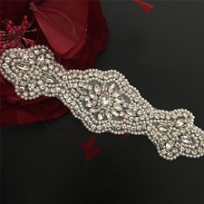 Beaded Bridal Applique Diamante Motif Rhinestone Costume Dancing Dress Applique