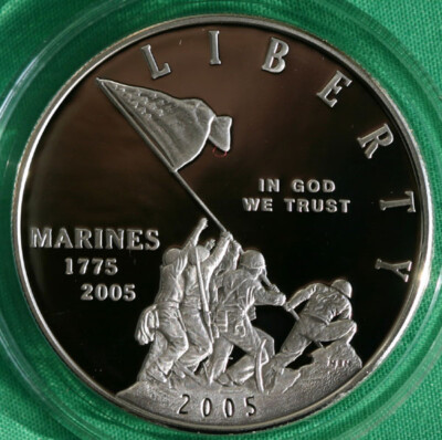 2005 P Marine Corps Proof Silver Dollar Marines 230th Anniversary