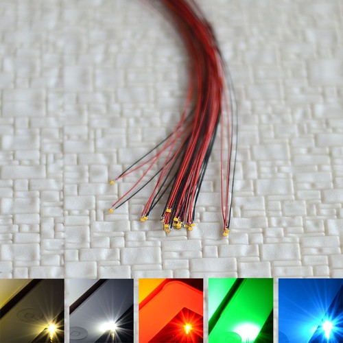 20 x Pre Wired Warm White Green Red Blue 0402 SMD led street lights lamp posts  - Afbeelding 1 van 6