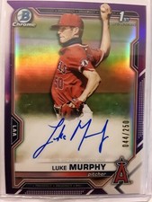 LUKE MURPHY 2021 BOWMAN CHROME DRAFT PURPLE REFRACTOR 1ST PROSPECT AUTO #044/250