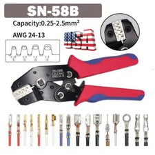 0.25-1.5mm² SN-58B Ratchet Crimping Plier Crimper Tool AWG24-13 for Terminal Kit