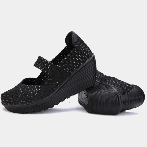 Modische Damen-Plateausneaker Sport Karo Keilabsatz Mary Jane Fitness Yoga-Schuhe* - Bild 11 von 16