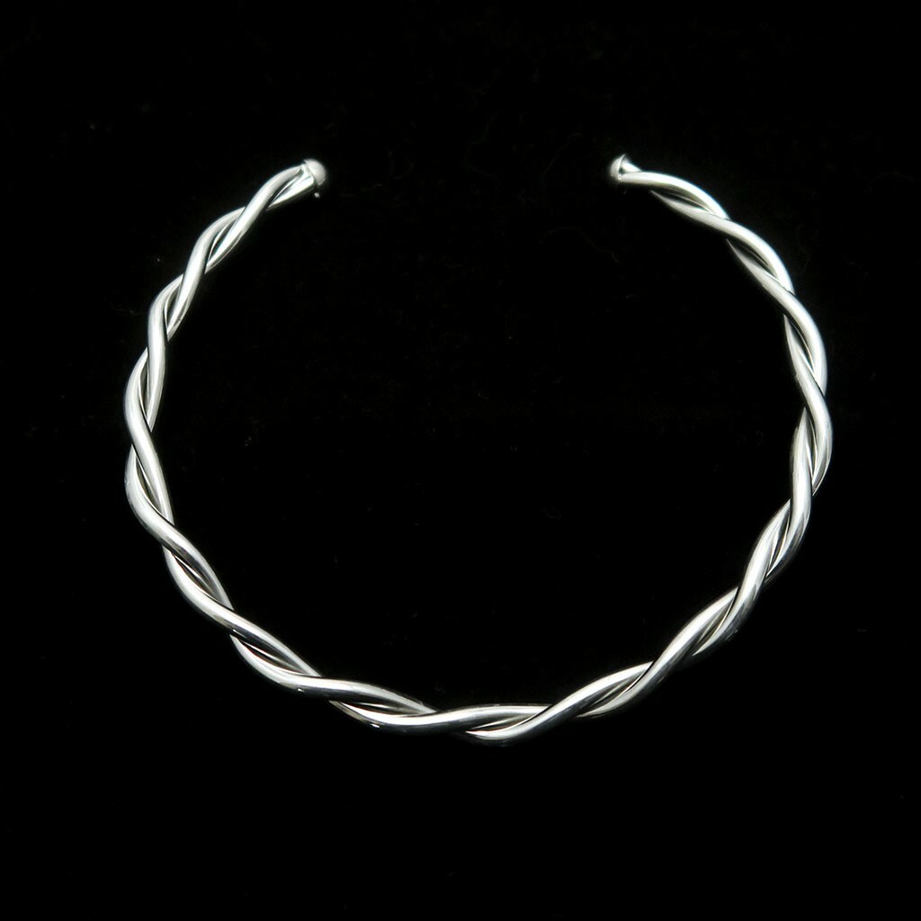 Thick Modern Mexican Sterling Silver Braided Choker, handmade by