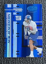 🔥BRANDON JACOBS 2005 MIRROR BLUE COLOR MATCH ROOKIE REFRACTOR /50!🔥GIANTS!