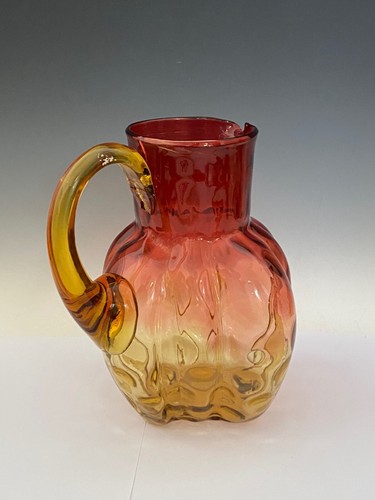 Antique Ruby Cranberry Amberina Blown Glass Coinspot Phoenix Pitcher - Picture 3 of 6