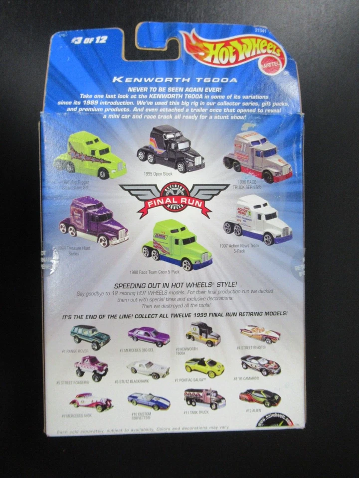 Lote de 5 camiones cisterna Hot Wheels 1999 Final Run Kenworth Alien Corvette Beast (b) Foto 3 de 4