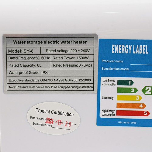 1500W Calentador de Agua Eléctrico 8 Litros Mini Tanque Calentador de Agua - Imagen 6 de 19