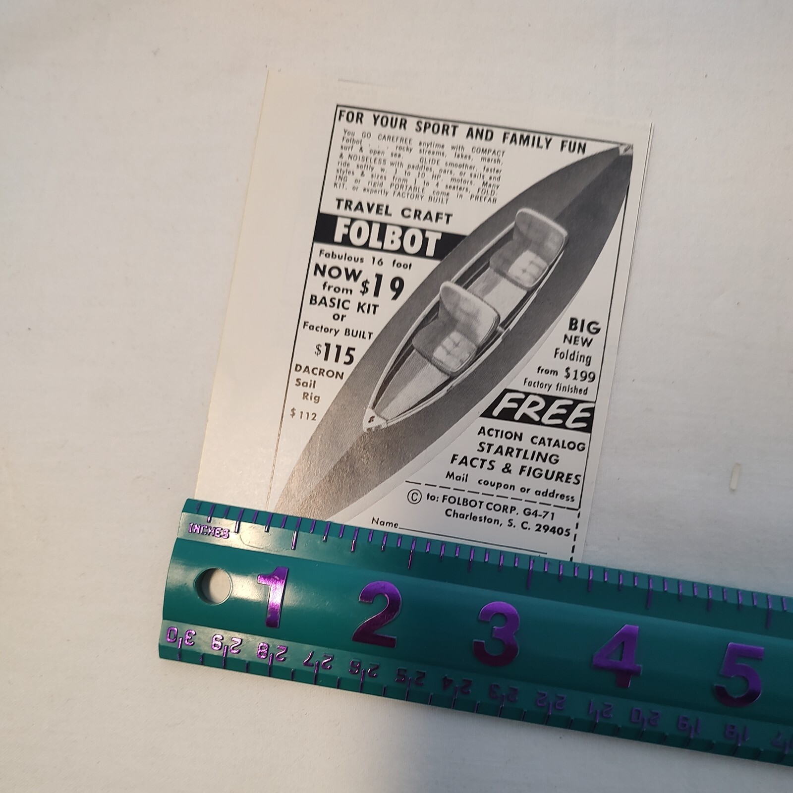 1971 Folbot Boat Ad - For Your Sport and Family Fun - folding kayak 
