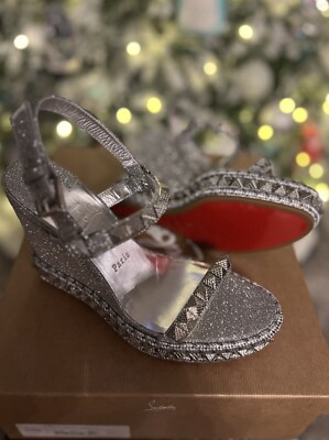 Christian Louboutin PYRACLOU 110 Silver Glitter Platform Christian Louboutin PYRACLOU 110 Silver Glitter Platform
