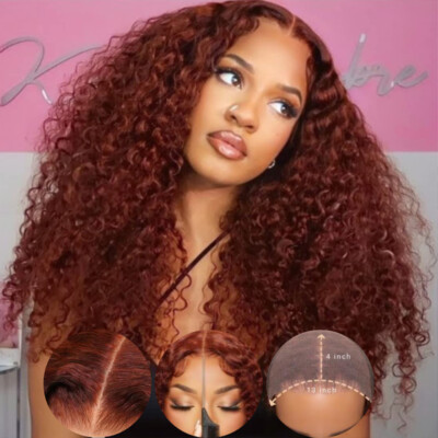 RARE Bleach Knots Copper Brown Curly Lacefron Wig Amazon.com : Jnymell Colored Honey Brown Curly 13X6 Lace  main image 2