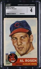1953 TOPPS #135 AL ROSEN CGC 4 VG/EX INDIANS DP 3361