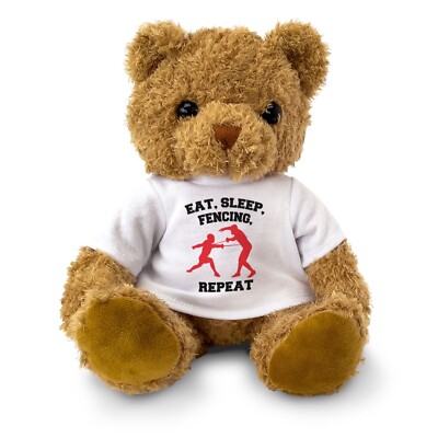 NEU - EAT SLEEP FECHTWIEDERHOLUNG - Teddybär - süß kuschelweich - Geschenk