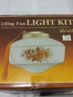 Vintage Milk Glass White Flowers Ceiling Fan Light Lamp Shade Globe Floral P-5