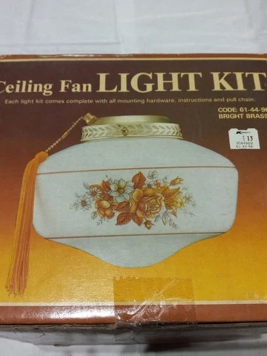 Vintage Milk Glass White Flowers Ceiling Fan Light Lamp Shade Globe Floral P-5