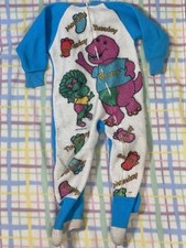 Rare Vintage 1992 Barney The Dinosaur Footie Pajamas One Piece Zip Up 2T