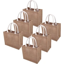 Threadart Jute Tote Bags Fine Burlap Reusable Bridal Shopping Beach - Bulk Packs