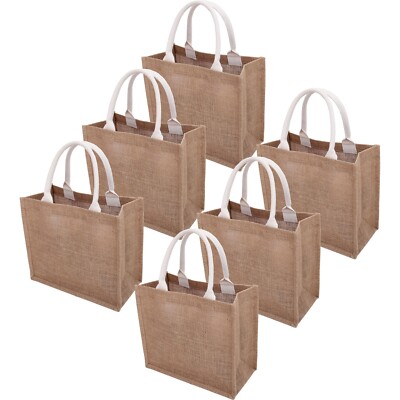 Threadart Jute Tote Bags Fine Burlap Reusable Bridal Shopping Beach Bulk  Packs