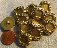 12 Gold Tone PLASTIC Rectangular Shank Buttons 13/16" 20MM Long 2798