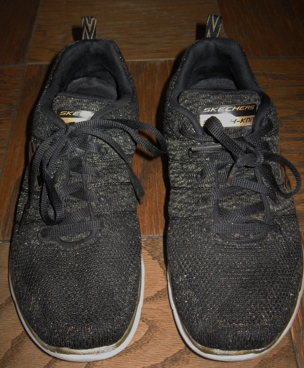 SKECHERS SKECH GOLD BLACK SKECH KNIT DUAL LITE SNEAKERS Sz 8 eBay