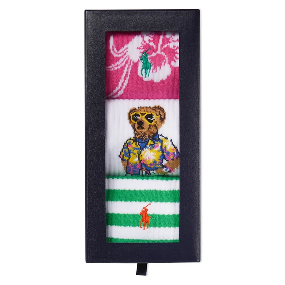 Polo Ralph Lauren Men's 3-Pk. Beach Bear Crew Socks Gift Box Foto 2 de 4