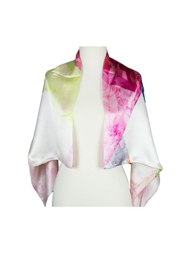 Stripes Mulberry Satin Silk Stole Women Square Scarf - Picture 2 of 5