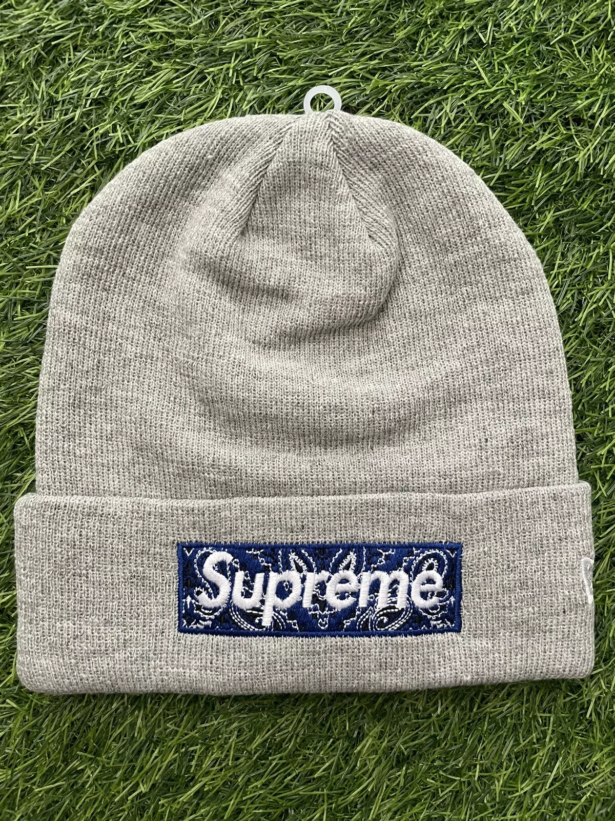 Boîte à bandana gris bruyère Supreme New Era logo Beanie FW19   LIVRAISON GRATUITE
